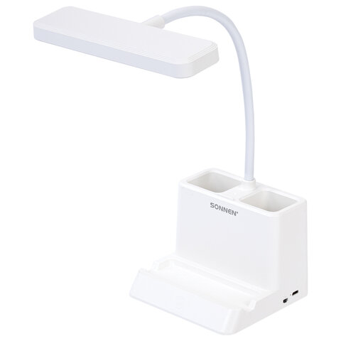 Настольная лампа / светильник беспроводная SONNEN PT-302, органайзер, USB, LED, 3 Вт, 3 режима, 238783