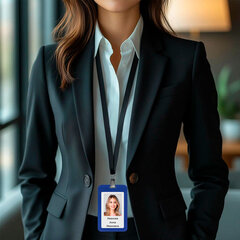 Бейдж вертикальный (85&times;54 мм), синий, МАТОВАЯ ПОВЕРХНОСТЬ, BRAUBERG EXTRA, 238814