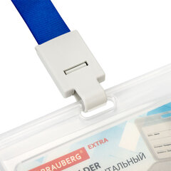 Бейдж горизонтальный (54&times;85 мм) на 2 карты, с лентой 45 см, ЗАЩИТА ОТ ВЛАГИ И ПЫЛИ, BRAUBERG EXTRA, 238823