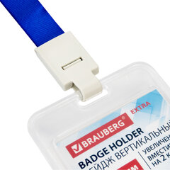 Бейдж вертикальный (85&times;54 мм) на 2 карты, с лентой 45 см, ЗАЩИТА ОТ ВЛАГИ И ПЫЛИ, BRAUBERG EXTRA, 238827