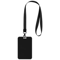 Бейдж вертикальный (85&times;54 мм), лента 45 см с карабином, СЛАЙДЕР, черный, BRAUBERG EXTRA, 238831