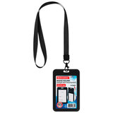 Бейдж вертикальный (85х54 мм), лента 45 см с карабином, СЛАЙДЕР, черный, BRAUBERG EXTRA, 238831