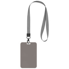 Бейдж вертикальный (85&times;54 мм), лента 45 см с карабином, СЛАЙДЕР, серый, BRAUBERG EXTRA, 238832