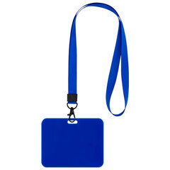 Бейдж горизонтальный (54&times;85 мм), лента 45 см с карабином, СЛАЙДЕР, синий, BRAUBERG EXTRA, 238833
