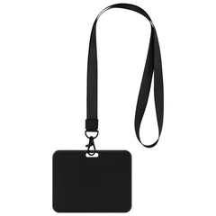 Бейдж горизонтальный (54&times;85 мм), лента 45 см с карабином, СЛАЙДЕР, черный, BRAUBERG EXTRA, 238834