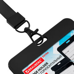 Бейдж горизонтальный (54&times;85 мм), лента 45 см с карабином, СЛАЙДЕР, черный, BRAUBERG EXTRA, 238834