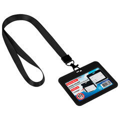 Бейдж горизонтальный (54&times;85 мм), лента 45 см с карабином, СЛАЙДЕР, черный, BRAUBERG EXTRA, 238834