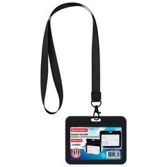 Бейдж горизонтальный (54&times;85 мм), лента 45 см с карабином, СЛАЙДЕР, черный, BRAUBERG EXTRA, 238834