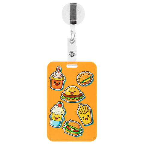 Бейдж вертикальный с 3D-печатью "Street food" (85х54 мм), с рулеткой, СЛАЙДЕР, FUNSTER (ФАНСТЕР), 238843