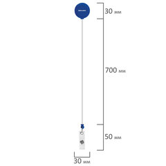 Бейдж вертикальный (85&times;54 мм), с рулеткой 70 см с клипом, СЛАЙДЕР, синий, BRAUBERG EXTRA, 238844