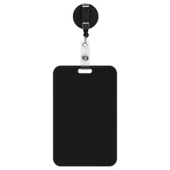 Бейдж вертикальный (85&times;54 мм), с рулеткой 70 см с клипом, СЛАЙДЕР, черный, BRAUBERG EXTRA, 238845