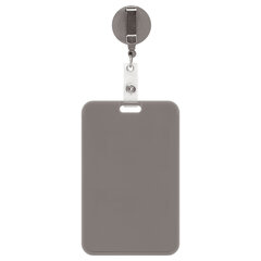 Бейдж вертикальный (85&times;54 мм), с рулеткой 70 см с клипом, СЛАЙДЕР, серый, BRAUBERG EXTRA, 238846