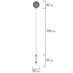 Бейдж вертикальный (85&times;54 мм), с рулеткой 70 см с клипом, СЛАЙДЕР, серый, BRAUBERG EXTRA, 238846