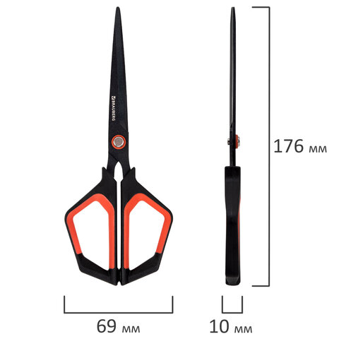 Ножницы BRAUBERG "Super special", 170 мм, черные, 3-сторонняя заточка, тефлоновое покрытие, 238848 - фото 8