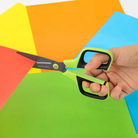 Ножницы BRAUBERG "JET Special", салатовые, 175 мм, 3-х сторонняя заточка, тефлоновое покрытие,238851