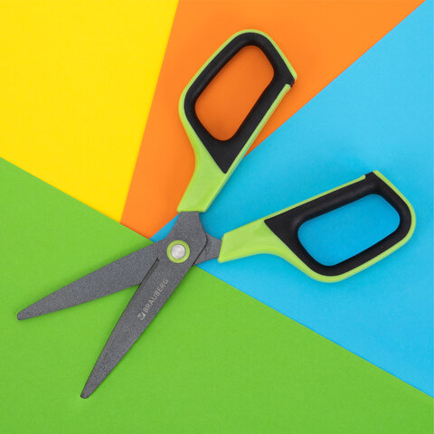 Ножницы BRAUBERG "JET Special", салатовые, 175 мм, 3-х сторонняя заточка, тефлоновое покрытие,238851