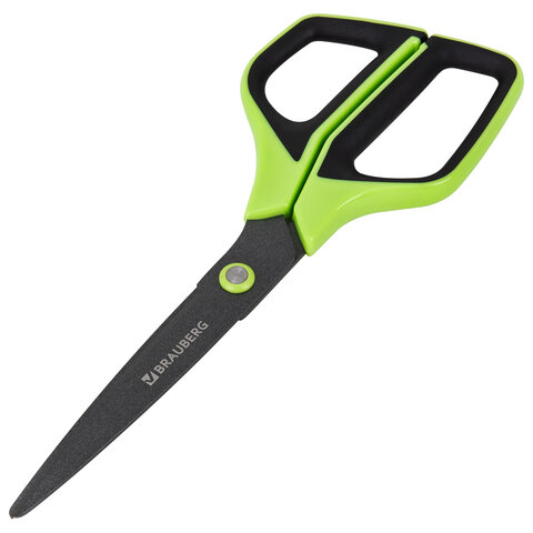 Ножницы BRAUBERG "JET Special", салатовые, 210 мм, 3-х сторонняя заточка, тефлоновое покрытие,238852