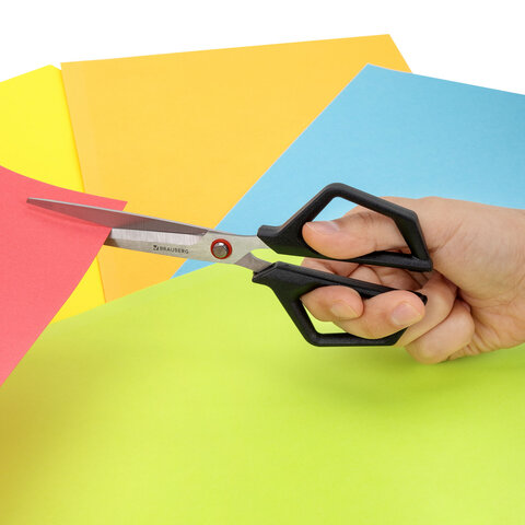 Ножницы BRAUBERG "Super black" 170 мм, черные, 3-сторонняя заточка, ручки из ABS-пластика, 238854 - фото 10