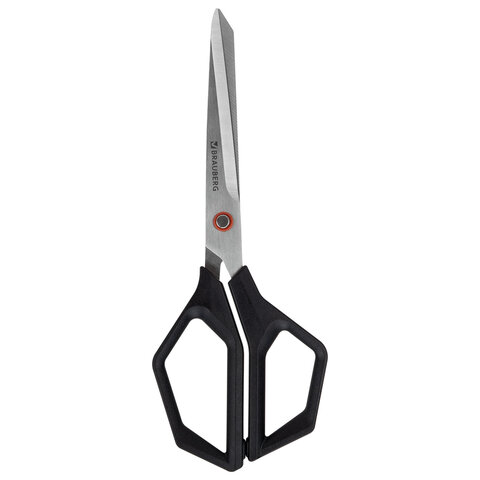 Ножницы BRAUBERG "Super black" 220 мм, черные, 3-сторонняя заточка, ручки из ABS-пластика, 238855 - фото 2