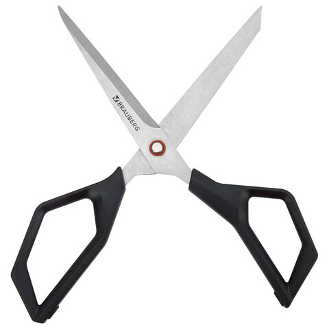 Ножницы BRAUBERG "Super black" 220 мм, черные, 3-сторонняя заточка, ручки из ABS-пластика, 238855 - фото 6