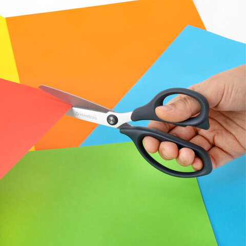 Ножницы BRAUBERG "BOMB", 170 мм, графитовый цвет, 2-х сторонняя заточка, эргономичные, 238857