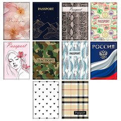 Обложка для паспорта &laquo;Cool Mix 3&raquo;, мягкая вставка изолон, 10 дизайнов ассорти, цветной принт, ПВХ, STAFF, 238860