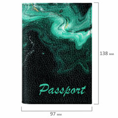 Обложка для паспорта натуральная кожа флоттер, принт &laquo;Дым&raquo;, цвет черный, BRAUBERG, 238869