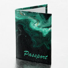 Обложка для паспорта натуральная кожа флоттер, принт &laquo;Дым&raquo;, цвет черный, BRAUBERG, 238869