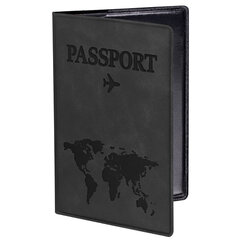 Обложка для паспорта &laquo;Passport Map&raquo;, мягкая экокожа, графитовая, STAFF, 238875