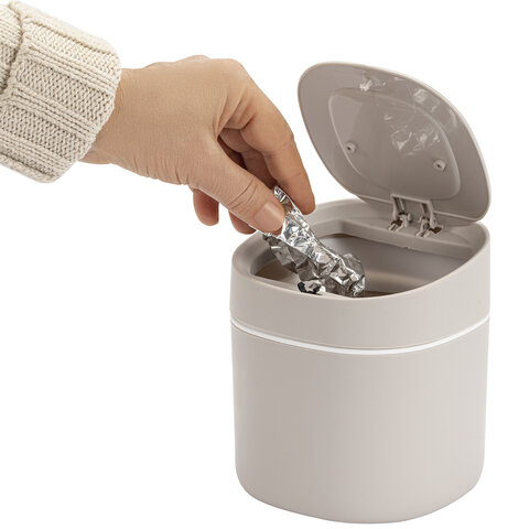 Контейнер урна ведерко для мусора с микролифтом НАСТОЛЬНОЕ 2,8 л 155х135мм бел. BoomHouse, 238899