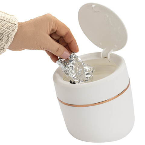 Контейнер урна ведерко для мусора с микролифтом НАСТОЛЬНОЕ 2 л 150х160мм бел. BoomHouse, 238900