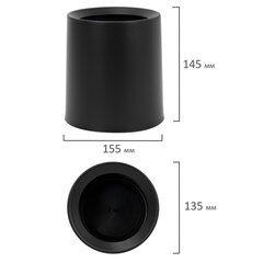 Контейнер, урна, ведерко для мусора НАСТОЛЬНОЕ без крышки 2 л, 155&times;130&times;145 мм, черный, BOOMHOUSE (БУМХАУС), 238901