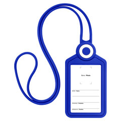 Бейдж вертикальный для пропуска и ID-карт, СИЛИКОНОВЫЙ, 85&times;54 мм, шнурок 42 см, синий, BRAUBERG, 238902