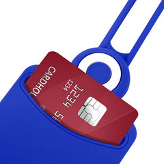 Бейдж вертикальный для пропуска и ID-карт, СИЛИКОНОВЫЙ, 85&times;54 мм, шнурок 42 см, синий, BRAUBERG, 238902