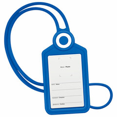 Бейдж вертикальный для пропуска и ID-карт, СИЛИКОНОВЫЙ, 85&times;54 мм, шнурок 42 см, синий, BRAUBERG, 238902