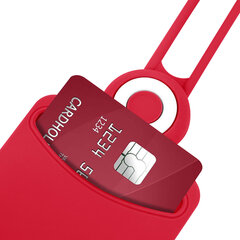 Бейдж вертикальный для пропуска и ID-карт, СИЛИКОНОВЫЙ, 85&times;54 мм, шнурок 42 см, красный, BRAUBERG, 238903