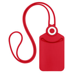 Бейдж вертикальный для пропуска и ID-карт, СИЛИКОНОВЫЙ, 85&times;54 мм, шнурок 42 см, красный, BRAUBERG, 238903
