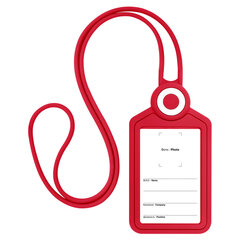 Бейдж вертикальный для пропуска и ID-карт, СИЛИКОНОВЫЙ, 85&times;54 мм, шнурок 42 см, красный, BRAUBERG, 238903