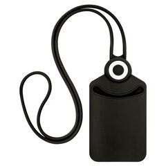 Бейдж вертикальный для пропуска и ID-карт, СИЛИКОНОВЫЙ, 85&times;54 мм, шнурок 42 см, черный, BRAUBERG, 238904