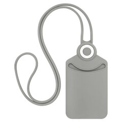 Бейдж вертикальный для пропуска и ID-карт, СИЛИКОНОВЫЙ, 85&times;54 мм, шнурок 42 см, серый, BRAUBERG, 238905