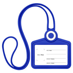 Бейдж горизонтальный для пропуска и ID-карт, СИЛИКОНОВЫЙ, 54&times;85 мм, шнурок 42 см, синий, BRAUBERG, 238906