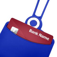 Бейдж горизонтальный для пропуска и ID-карт, СИЛИКОНОВЫЙ, 54&times;85 мм, шнурок 42 см, синий, BRAUBERG, 238906