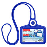 Бейдж горизонтальный для пропуска и ID-карт, СИЛИКОНОВЫЙ, 54х85 мм, шнурок 42 см, синий, BRAUBERG, 238906