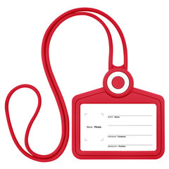 Бейдж горизонтальный для пропуска и ID-карт, СИЛИКОНОВЫЙ, 54&times;85 мм, шнурок 42 см, красный BRAUBERG, 238907