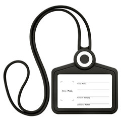 Бейдж горизонтальный для пропуска и ID-карт, СИЛИКОНОВЫЙ, 54&times;85 мм, шнурок 42 см, черный, BRAUBERG, 238908
