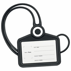 Бейдж горизонтальный для пропуска и ID-карт, СИЛИКОНОВЫЙ, 54&times;85 мм, шнурок 42 см, черный, BRAUBERG, 238908