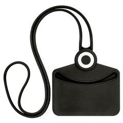 Бейдж горизонтальный для пропуска и ID-карт, СИЛИКОНОВЫЙ, 54&times;85 мм, шнурок 42 см, черный, BRAUBERG, 238908