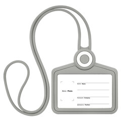 Бейдж горизонтальный для пропуска и ID-карт, СИЛИКОНОВЫЙ, 54&times;85 мм, шнурок 42 см, серый, BRAUBERG, 238909