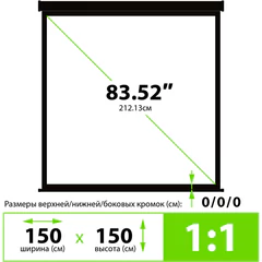 Экран Cactus Triscreen CS-PST-150&times;150, 150&times;150 см, 1:1, напольный, черный