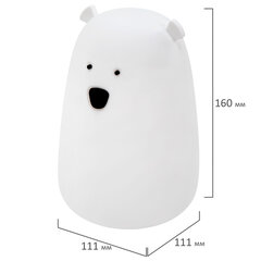 Ночник силиконовый LED &laquo;Медведь&raquo; 111&times;111&times;160 мм, белый свет/<wbr/>RGB, таймер, USB, аккумулятор 1200 мАч, DASWERK (ДАСВЕРК), 238938